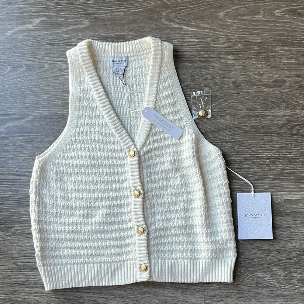 Song of Style Cream V-Neck Sweater Vest